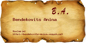 Bendekovits Anina névjegykártya